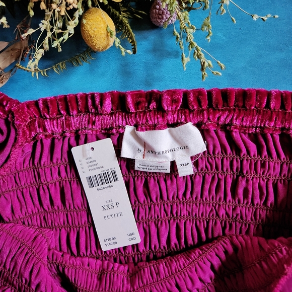 Anthropologie Puff-Sleeved Velvet Blouse - Pink - Picture 5 of 5